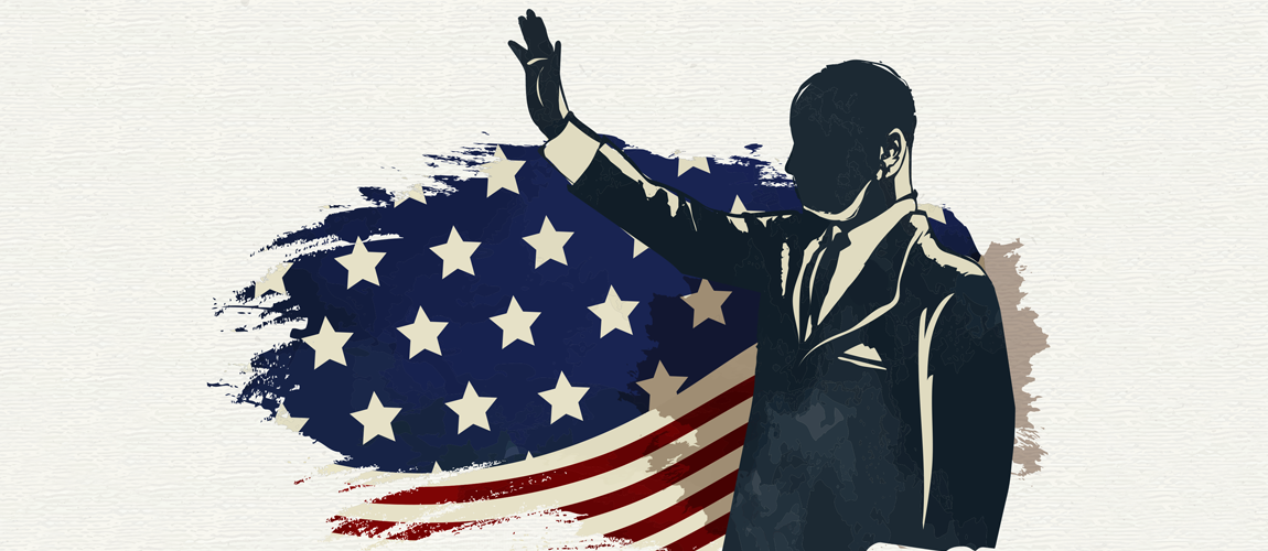 image of Martin Luther King and flag